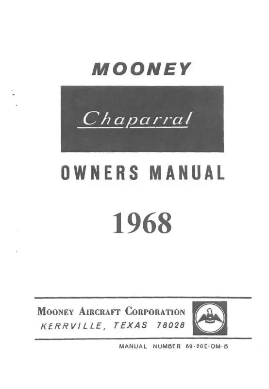Mooney M20e Chaparral 1968 Owner's Manual (Mom20e-68-O-C) 1