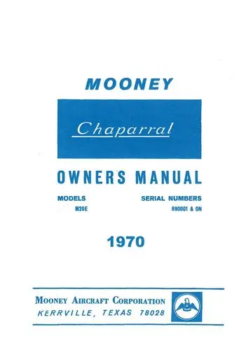 Mooney M20e Chaparral Owner's Manual 1970 (Mom20e-70-O-C) 1