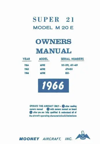 Mooney M20e Super 21 1964-66 Owner's Manual (Mom20e64-66O) 1