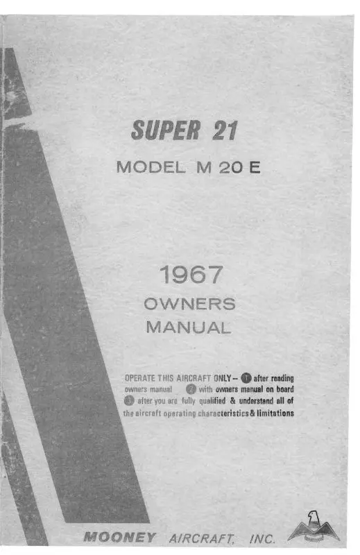 Mooney M20e Super 21 1967 Owner's Manual (Mom20e67o) 1