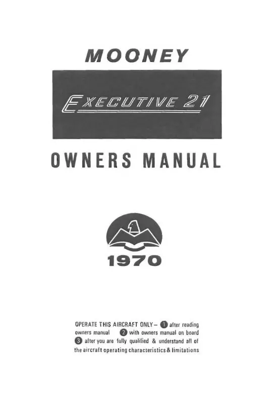 Mooney M20f Executive 21 1970 Owner's Manual (70-20F-Om-B) 1