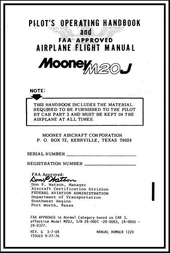 Mooney M20j 1977 Pilot's Operating Handbook (1220) 1