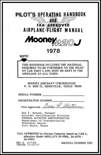 Mooney M20j 1978 Pilot's Operating Handbook (1221) 1