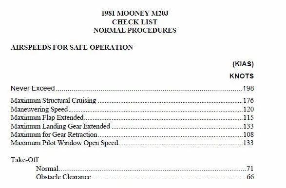 Mooney M20j 1981 Pilot's Checklist (Mom20j-81-Cl-C) 1