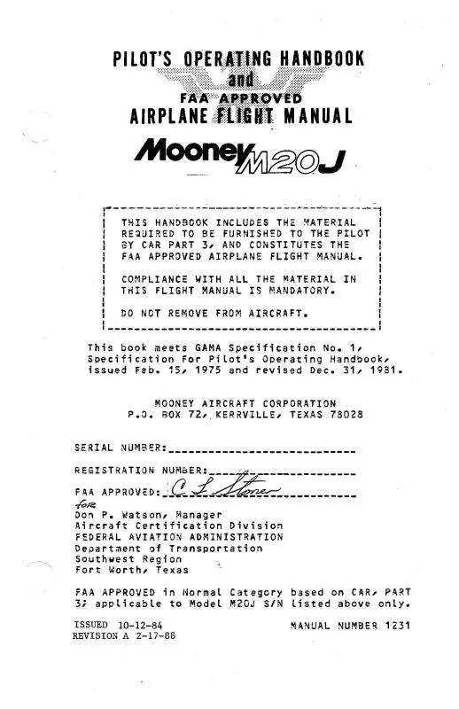 Mooney M20j 1985-88 Pilot's Operating Handbook (1231) 1