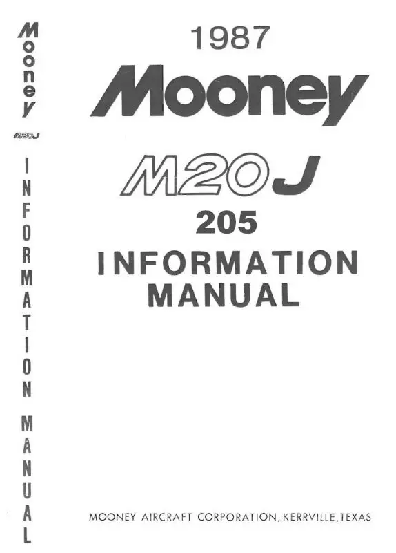 Mooney M20j (205) 1987 Pilot's Information Manual (Mom20j-87-Poh-C) 1