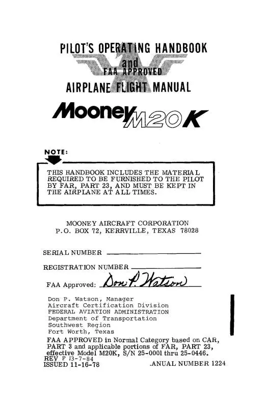 Mooney M20k Pilot's Operating Handbook 1979-1980 (1224) 1