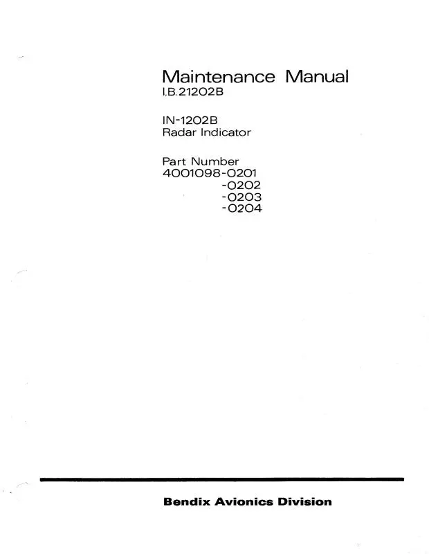 Bendix In-1302A-In-1402A Maintenance Manual (I.B.21402A) 1