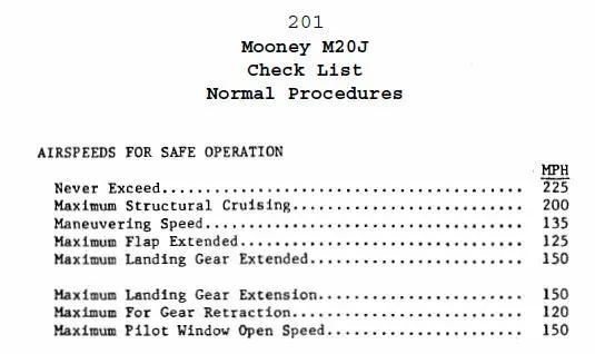 Mooney  201 Pilot's Checklist (Mo201-79-Cl-C) 1