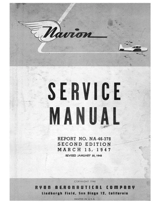 Navion  1947 Maintenance Manual (Na-46-378) 1