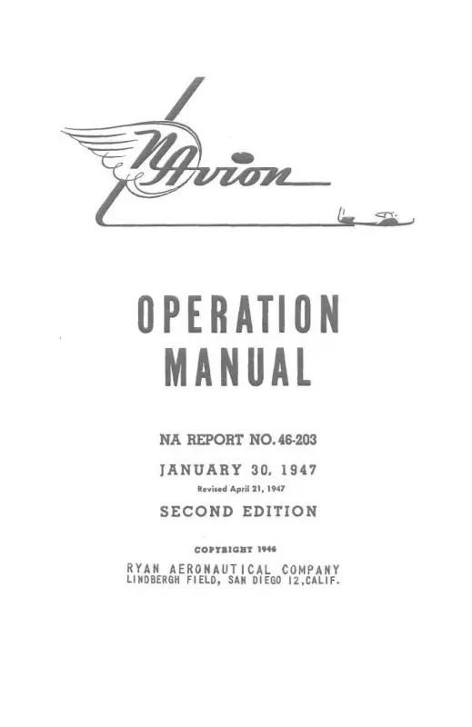 Navion  1947 Operation Manual (Na-46-203) 1