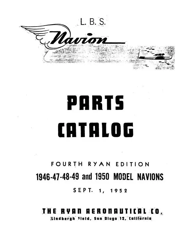 Navion  1946-1950 Parts Catalog (Nvparts-46-50Pc) 1