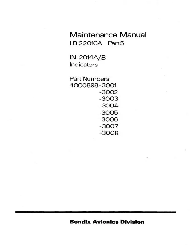 Bendix In-2026A Maintenance Manual (Bxin2026a-M-C) 1