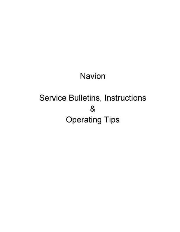 Navion  Series Service Bulletins, Instructions, And Operating Tips (Nvservice-Sbi-C) 1