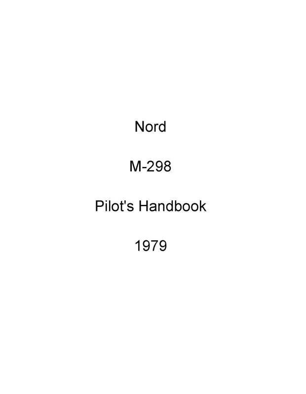 Nord M-298 1979 Pilot's Handbook (Nom298-79-Poh-C) 1