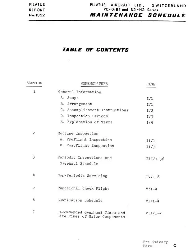Pilatus Pc-6-B1-H2 & Pc-6-B2-H2 Series Maintenance Schedule (Plpc6b1h2-M-C) 1