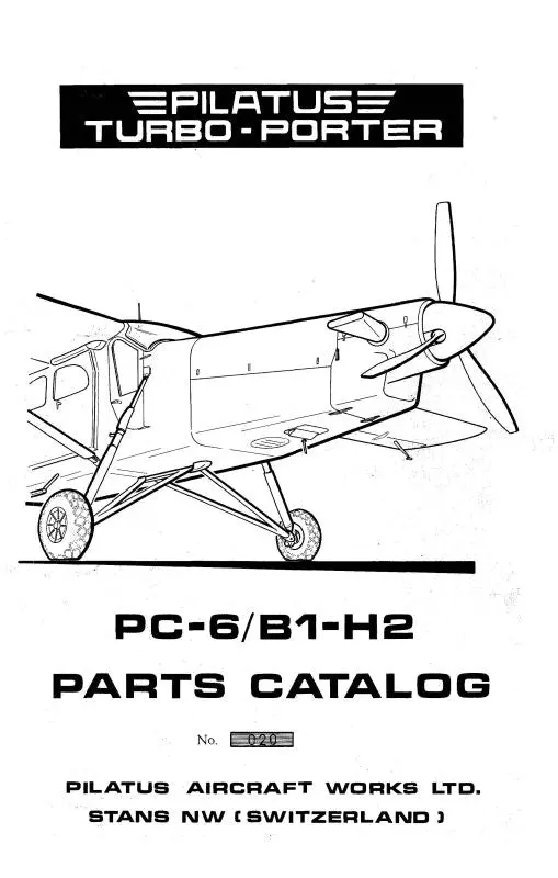 Pilatus Pc-6-B1-H2 Series Parts Catalog (Plpc6b1h2-P-C) 1
