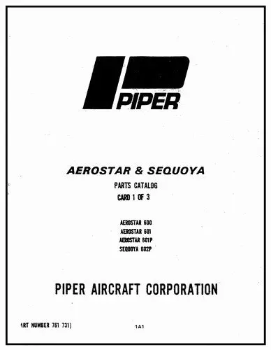 Piper 600,601,601P,602P 1968-81 Parts Catalog (761-731) 1