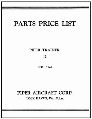 Piper J3 Cub Trainer Parts Catalog (Paj3-P) 1