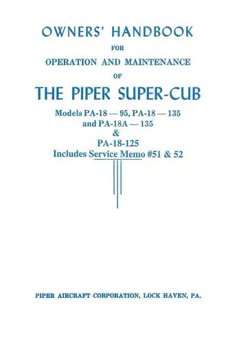 Piper Pa-18-125, Pa-18A-125 Owner's Manual (752-398B) 1