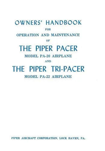 Piper Pa20-135Pacerpa22-135Tri-Pacer Owner's Manual (751-190) 1