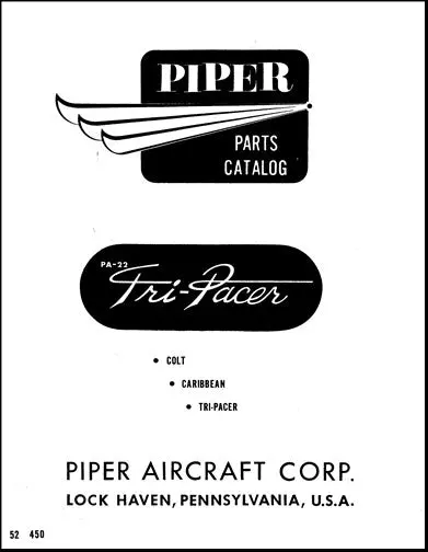 Piper Pa22 Tri-Pacer & Colt Parts Catalog (752-450) 1