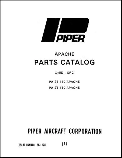Piper Pa23-150-160 Apache Parts Catalog (752-421) 1