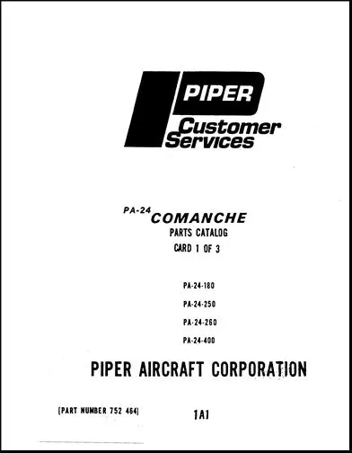 Piper Pa24-180-250-260-400-260Tc Com Parts Manual (752-464) 1