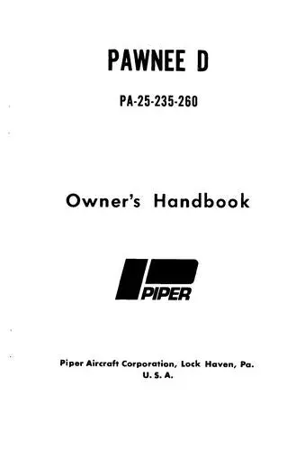 Piper Pa25-235,Pa25-260D 1973&Up Owner's Manual (761-586) 1