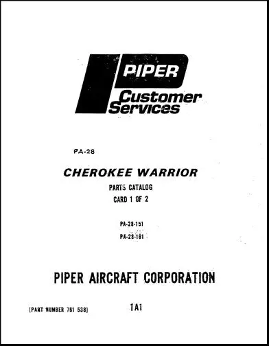 Piper Pa28-151Warrior161 Warrior Ii Parts Catalog (761-538) 1