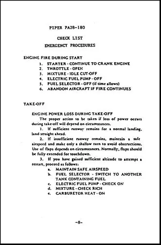 Piper Pa28-180D Pilot's Checklist (Pa28180dcl) 1