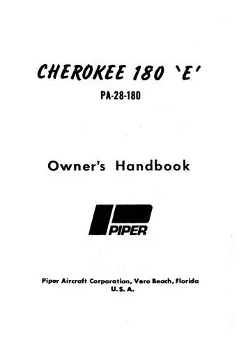 Piper Pa28-180E Cherokee 1970 Owner's Manual (753-806) 1