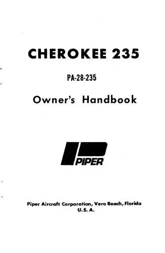 Piper Pa-28-235 Cherokee 1973 Owner's Manual (761-514) 1
