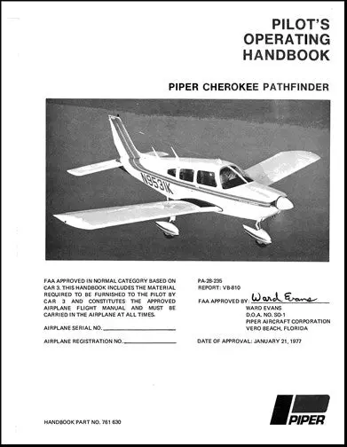 Piper Pa28-235 Pathfinder 1977 Pilot's Operating Handbook (761-630) 1