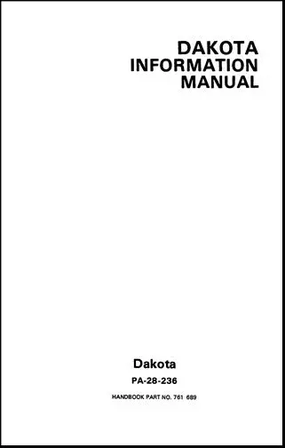Piper Pa28-236 Dakota 1979-95 Pilot's Information Manual (761-689) 1