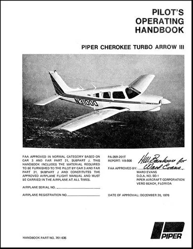 Piper Pa28r-201T Turbo Arrow Iii 1977-78 Pilot's Information Manual (761-636) 1