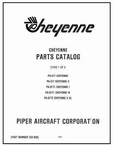 Piper Pa31t,Tia, Ti, T2  Cheyenne Parts Catalog (753-825) 1
