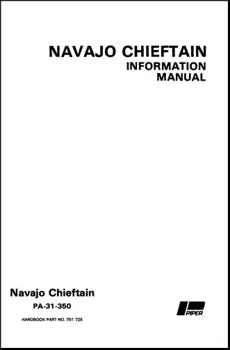 Piper Pa31-350 Chieftain 1980 & Up Pilot's Information Manual (761-725) 1