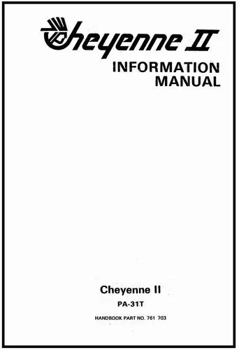 Piper Pa-31T Cheyenne Ii 1980-83 Pilot's Information Manual (761-703) 1