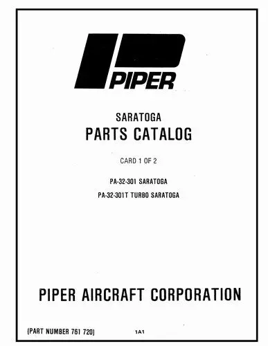 Piper Pa32-301 Saratoga,Pa32-301T Parts Catalog (761-720) 1
