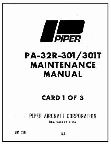 Piper Pa-32R-301, 301T Saratoga Sp Maintenance Manual (761-719) 1