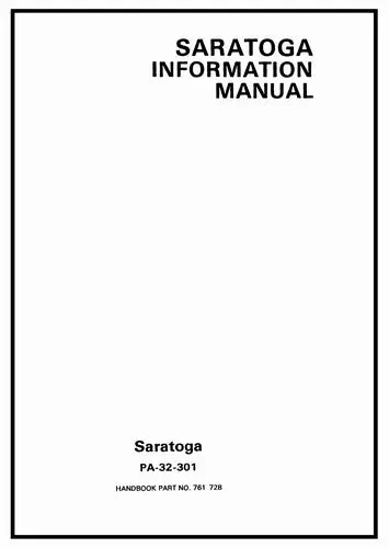 Piper Pa32-301 Saratoga 1980 & Up Pilot's Information Manual (761-728) 1