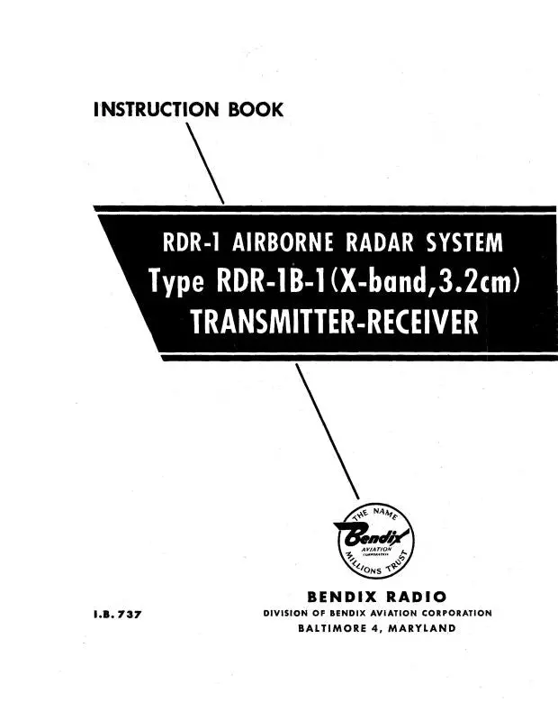 Bendix Rdr-1 Airborne Radar System Instruction Book (I.B.737) 1