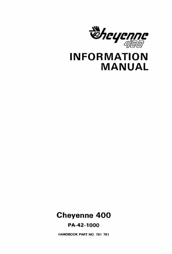 Piper Pa-42-1000 Cheyenne 400 Pilot's Information Manual (761-791) 1