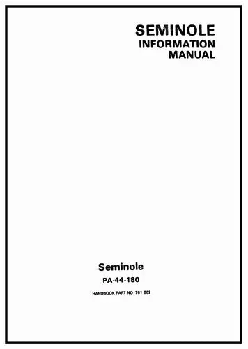 Piper Pa44-180 Seminole 1979-82 Pilot's Information Manual (761-662) 1