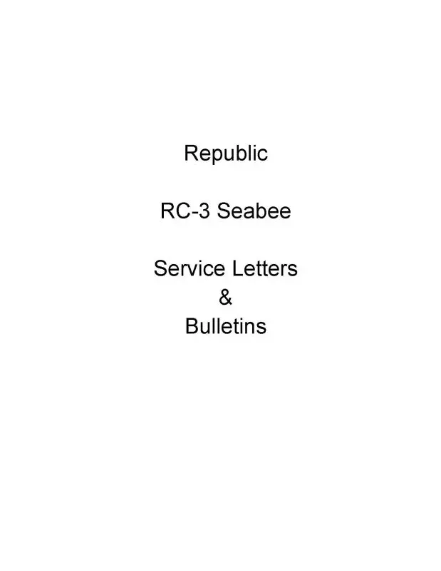 Republic Aviation Rc-3 Seabee Service Letters & Bulletins (Rprc3-Slb-C) 1