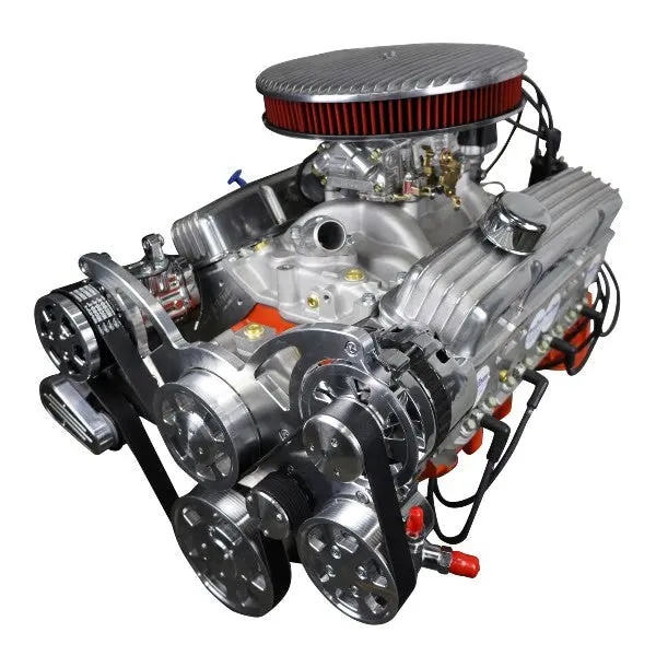 Gm Small Block Compatible 383 C.I. Low Profile Engine - 436 Horsepower - Deluxe Dressed - Polished Pulley Kit - Carbureted 1