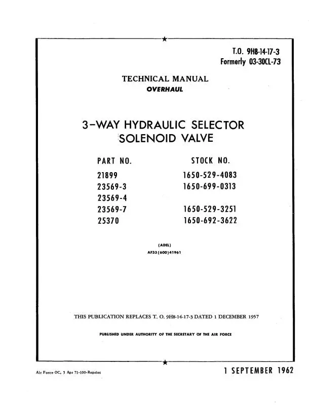 Adel 3-Wayhydraulicselectorselenoid Overhaul Manual (9H8-14-17-3) 1