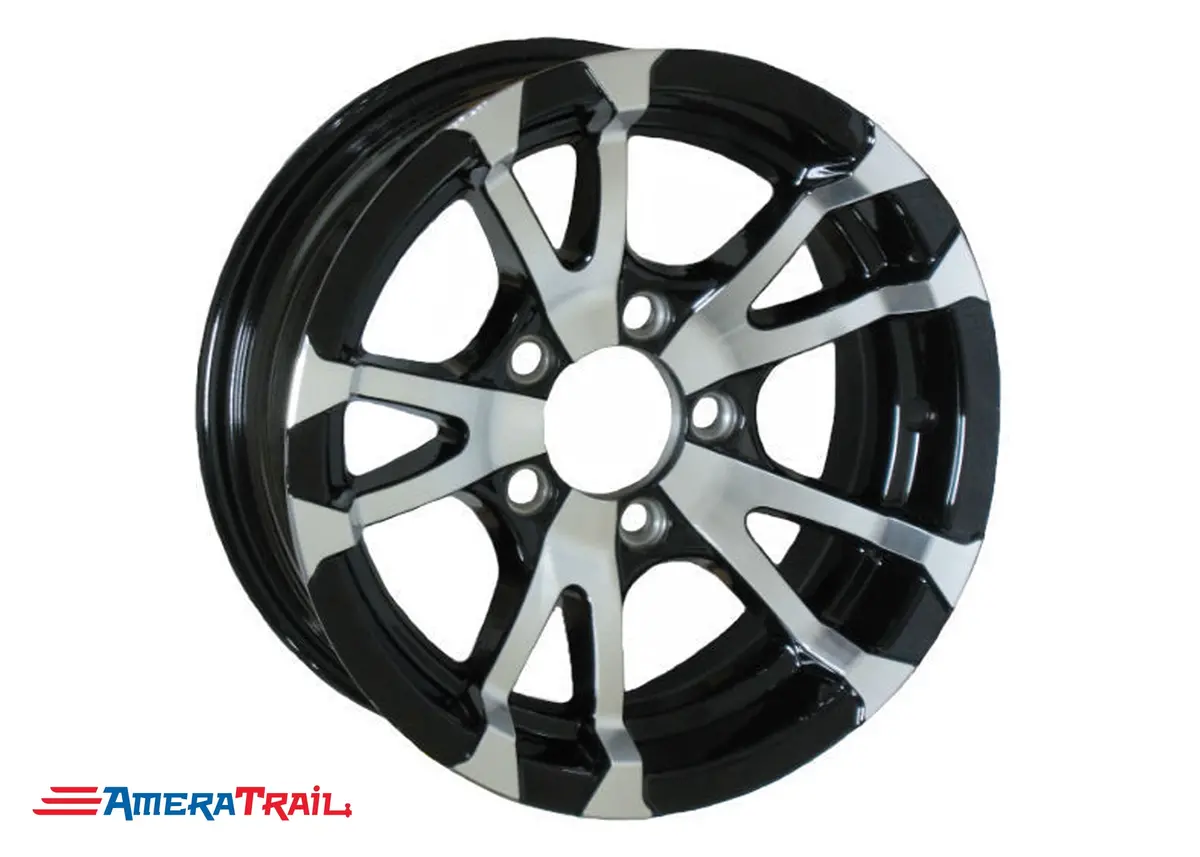 15" 5 Lug Avalanche Black And Silver Trailer Rim - 5 On 4.5" Lug Pattern - 6" Width 1