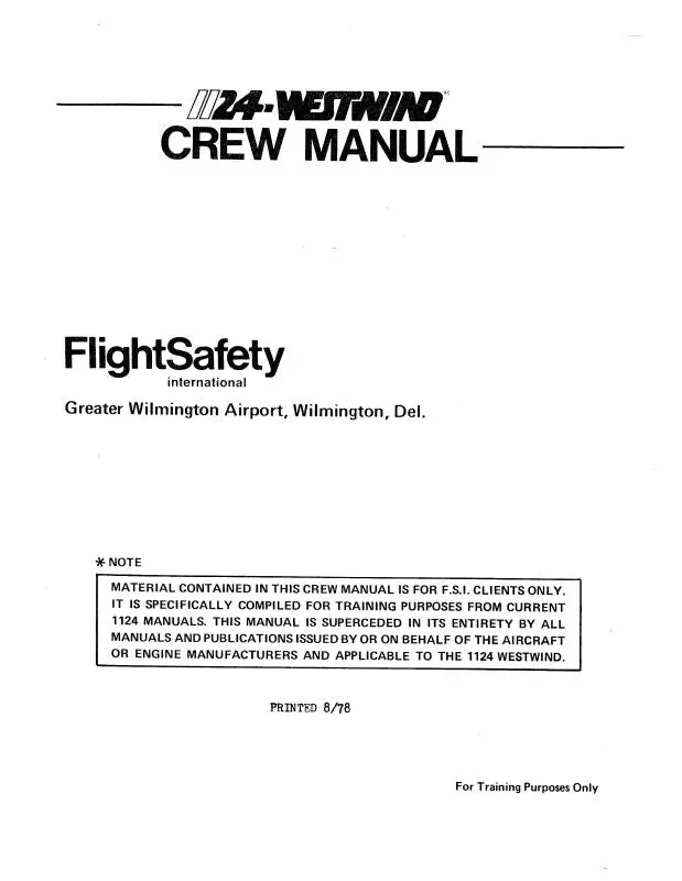 Aero Commander 1124 Westwind Crew Manual (Ac-1124-Op-C) 1